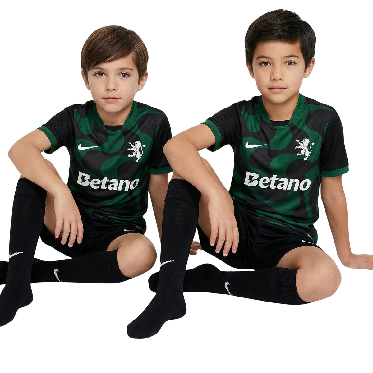 Kids Sporting Preto Away Shirt 25/26
