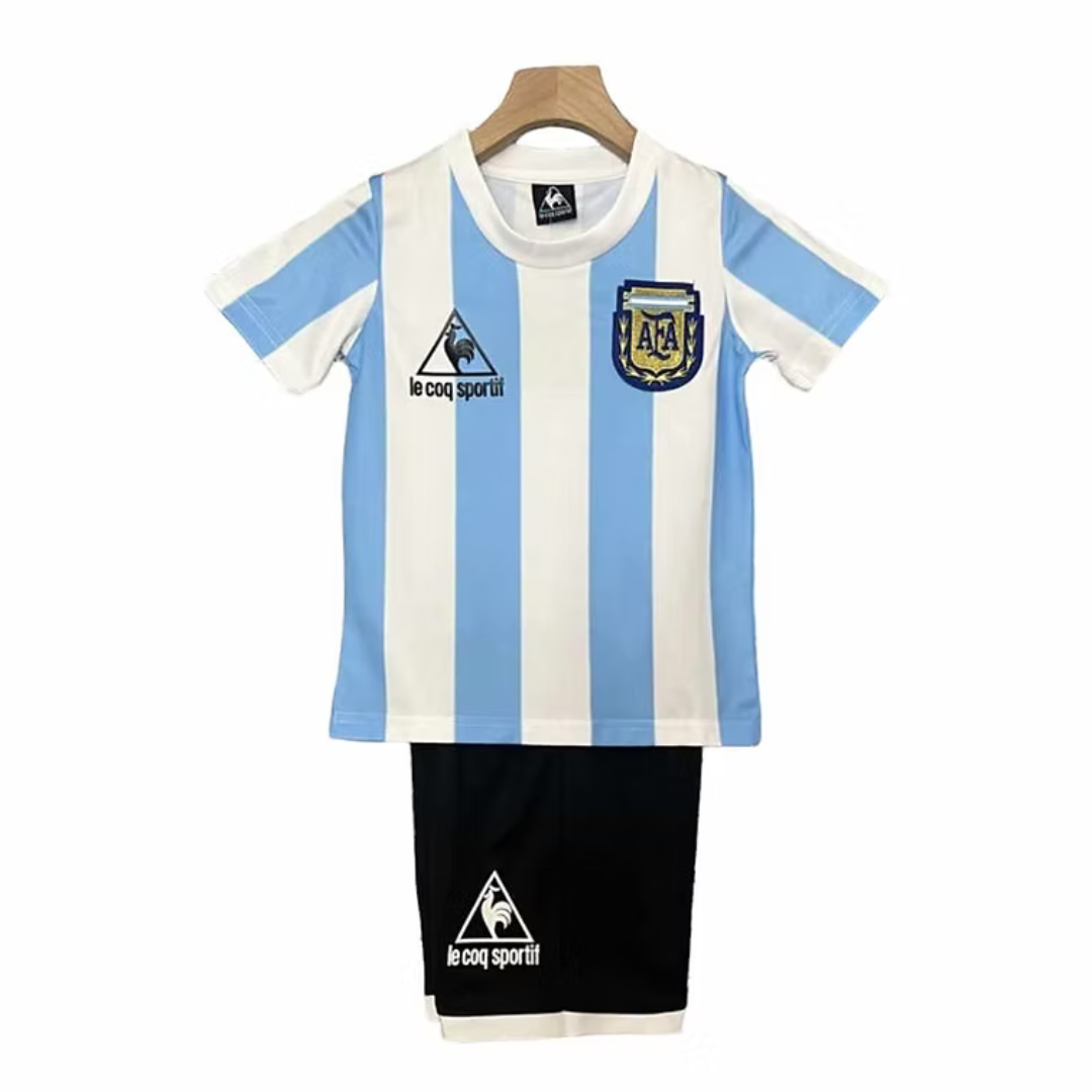 Kids Retro Argentina Home Kit 1986