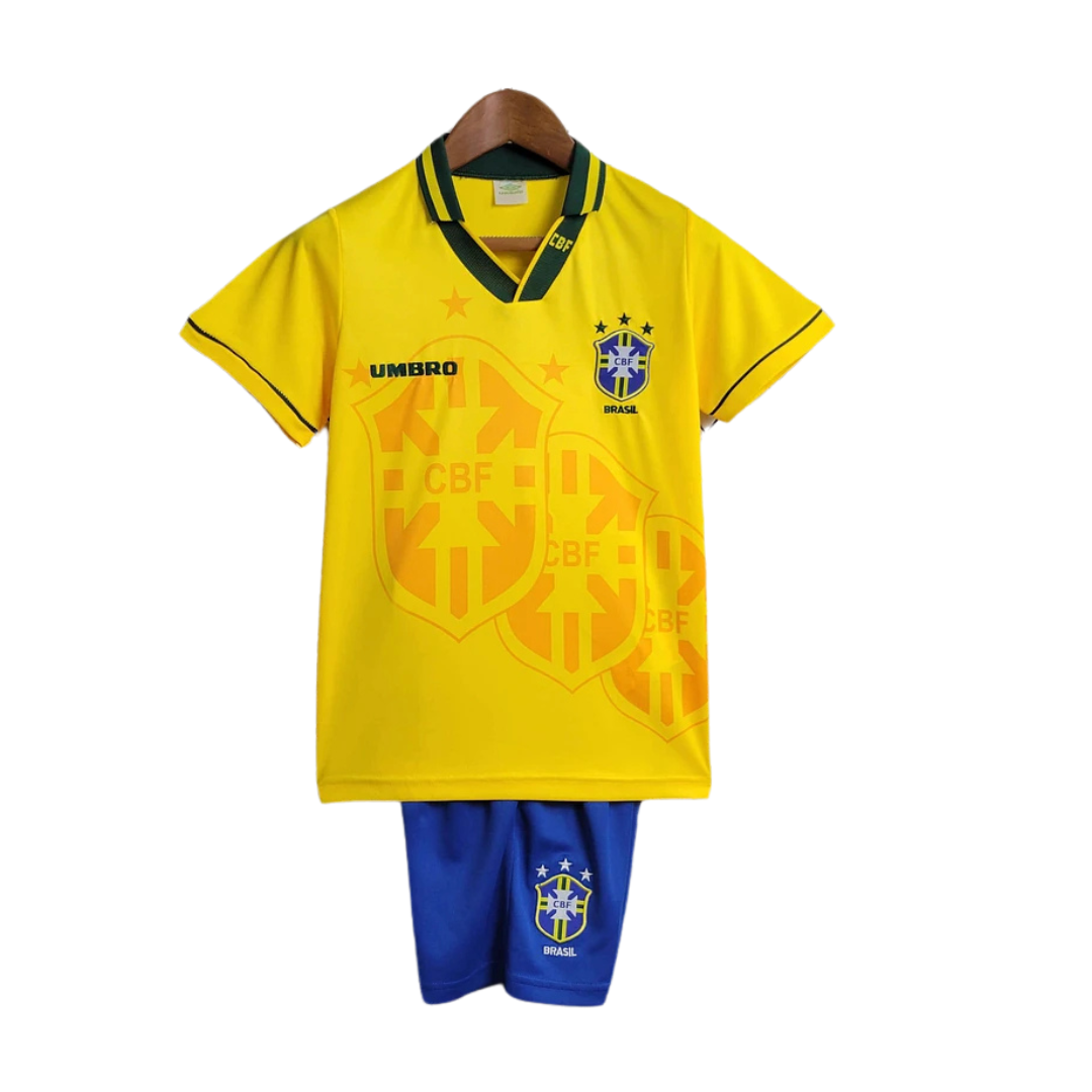 Kids Retro Brazil Home Kit 1994